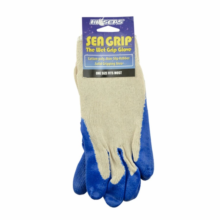 Saltwater Tools * | Hi-Seas Hi Seas Sea Grip Non-Slip Gloves, Dark Blue/White, Large, 1 Pair