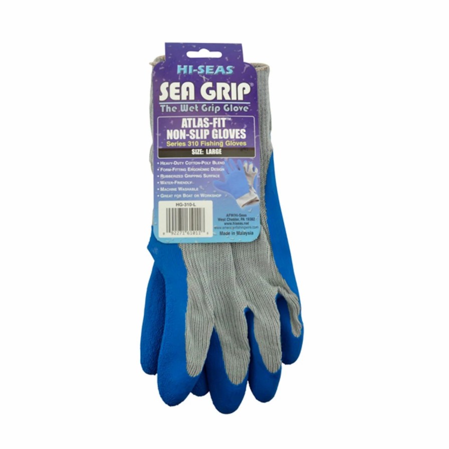 Saltwater Tools * | Hi-Seas Hi Seas Sea Grip Premium Non-Slip Gloves, Light Blue/White, Large, 1 Pair