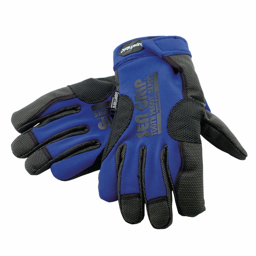 Saltwater Tools * | Hi-Seas Hi Seas Sea Grip Super Fabric Offshore Gloves, Blue/Black, 1 Pair